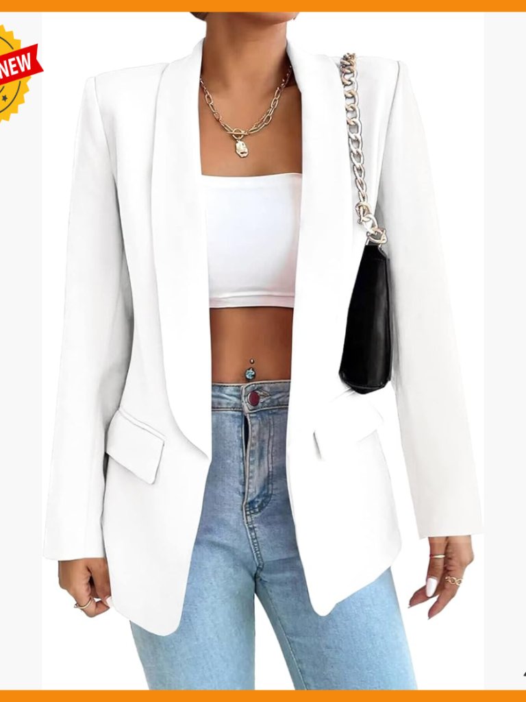 Women's Slim Fit Blazer Shawl Collar Long Sleeve Open Front Office Jacket